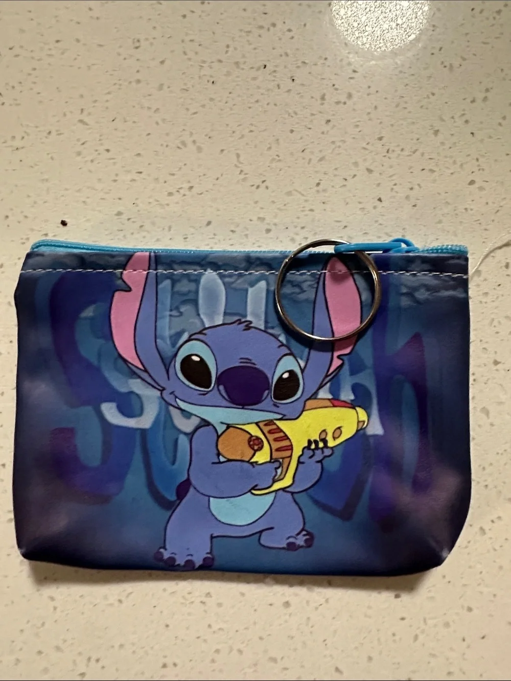 Blue Stitch Character Kids Coin Pouch with Watergun Print